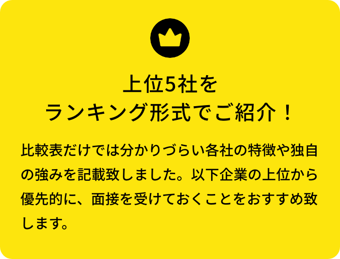 上位5社をランキング形式でご紹介！